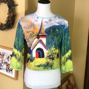MELENGE GIRL size SMALL Pastoral VanGogh-Esque NEW
